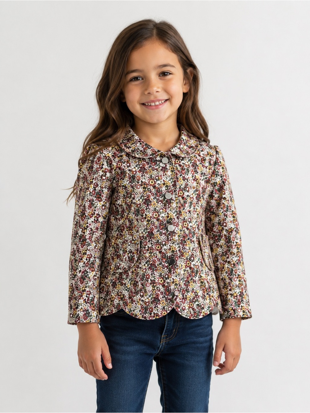 Oilily Girls Floral Scalloped hem Jacket Size 128 or 6/7 US